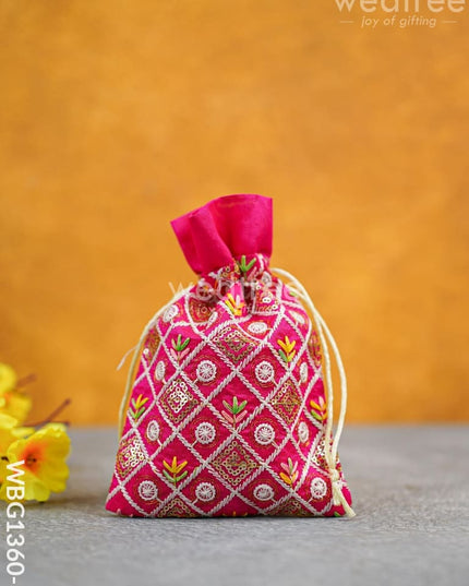 String Bag With Embroidery Work (9 X 7) - Wbg1360-3 Favor Bags