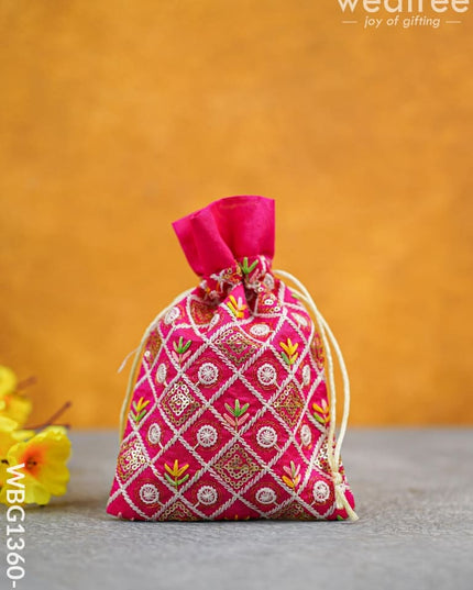 String Bag With Embroidery Work (9 X 7) - Wbg1360-3 Favor Bags