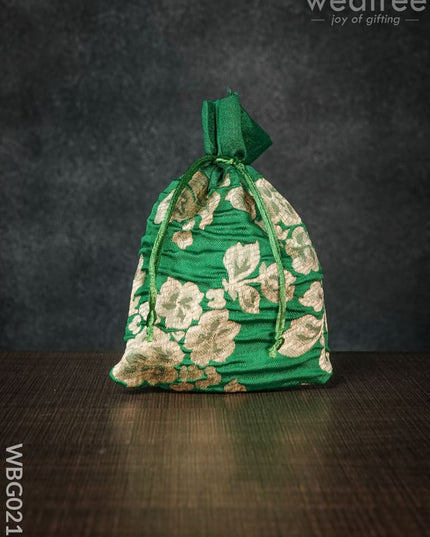 String Bag With Golden Floral Printed Work - 5 X 7 Inches Wbg0218 Bags