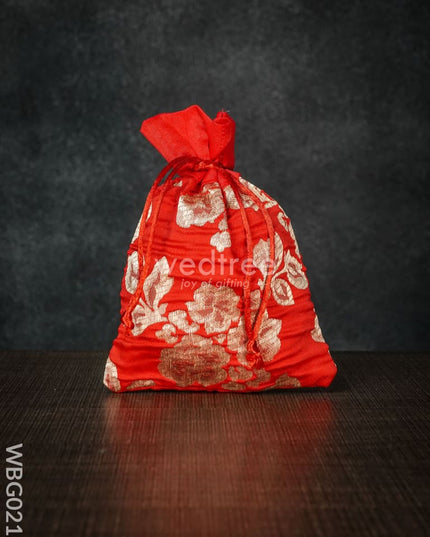 String Bag With Golden Floral Printed Work - 5 X 7 Inches Wbg0218 Bags
