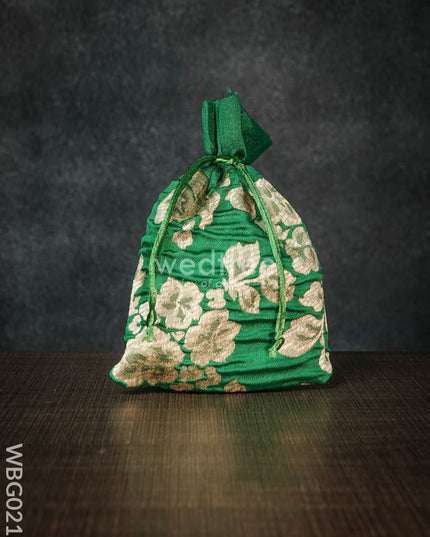 String Bag With Golden Floral Printed Work - 5 X 7 Inches Wbg0218 Bags