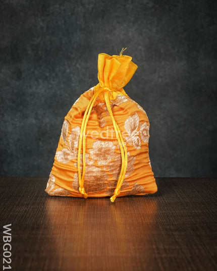 String Bag With Golden Floral Printed Work - 5 X 7 Inches Wbg0218 Bags