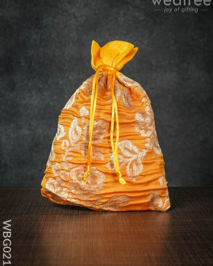 String Bag With Golden Floral Prints -6 X 9 Inches - Wbg0219 Bags