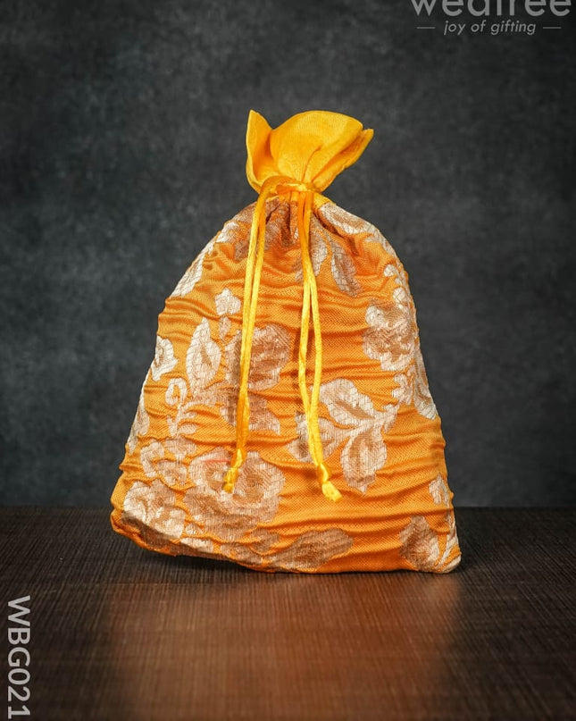 String Bag With Golden Floral Prints -6 X 9 Inches - Wbg0219 Bags