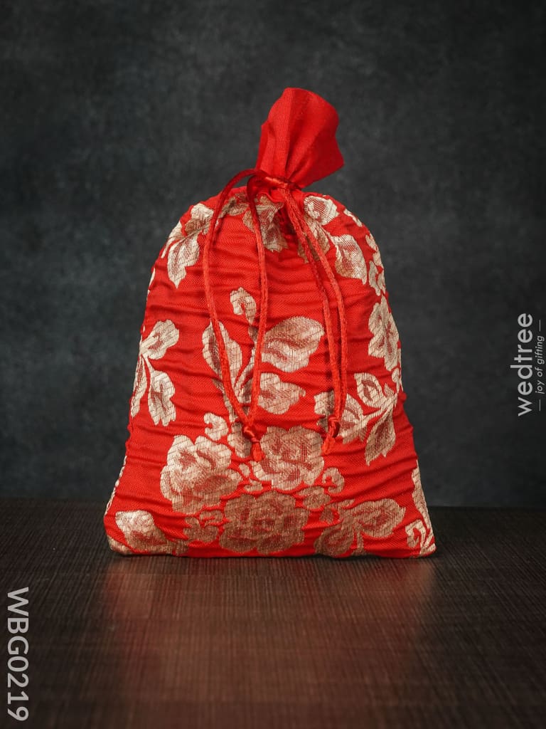 String Bag With Golden Floral Prints -6 X 9 Inches - Wbg0219 Bags