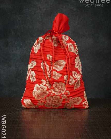 String Bag With Golden Floral Prints -6 X 9 Inches - Wbg0219 Bags