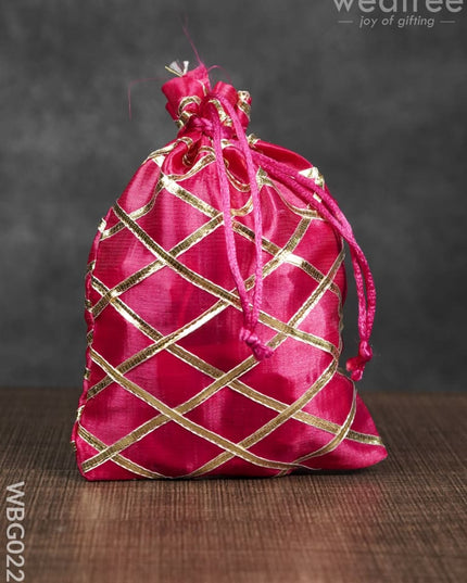 String Bag With Golden Lace Work - 5 X 7 Inches Wbg0223 Bags