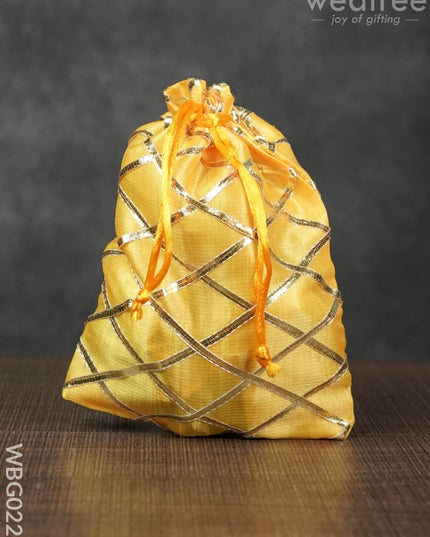 String Bag With Golden Lace Work - 5 X 7 Inches Wbg0223 Bags