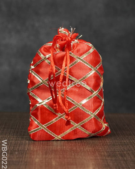 String Bag With Golden Lace Work - 5 X 7 Inches Wbg0223 Bags