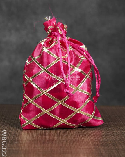 String Bag With Golden Lace Work - 5 X 7 Inches Wbg0223 Bags