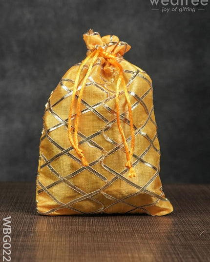 String Bag With Golden Lace Work - 6 X 9 Inches Wbg0224 Bags