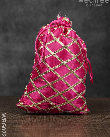 String Bag With Golden Lace Work - 6 X 9 Inches Wbg0224 Bags
