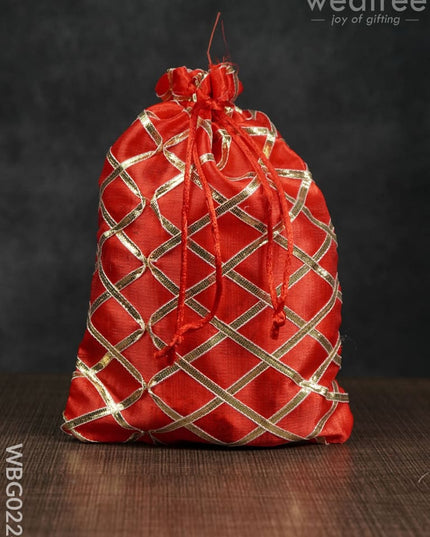 String Bag With Golden Lace Work - 6 X 9 Inches Wbg0224 Bags