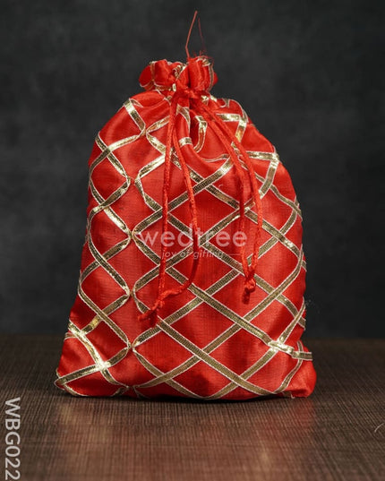 String Bag With Golden Lace Work - 6 X 9 Inches Wbg0224 Bags
