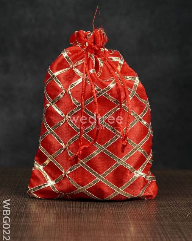 String Bag With Golden Lace Work - 6 X 9 Inches Wbg0224 Bags