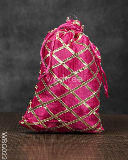 String Bag With Golden Lace Work - 6 X 9 Inches Wbg0224 Bags
