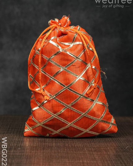 String Bag With Golden Lace Work - 6 X 9 Inches Wbg0224 Bags