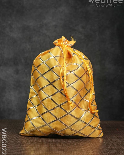 String Bag With Golden Lace Work - 8 X 11 Inches Wbg0225 Bags
