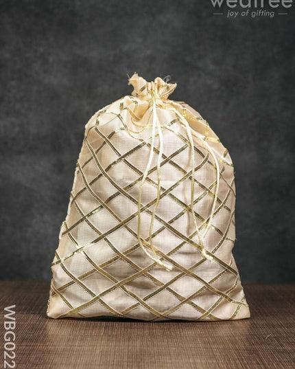 String Bag With Golden Lace Work - 8 X 11 Inches Wbg0225 Bags