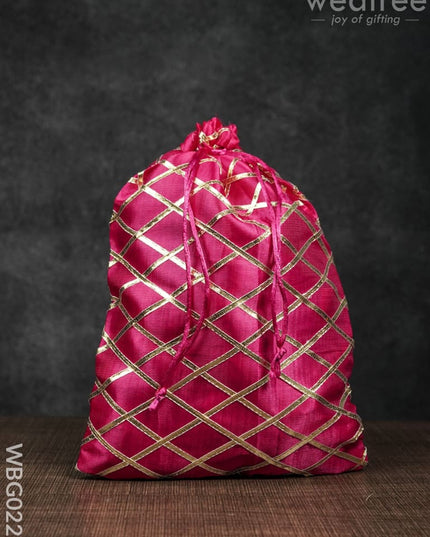 String Bag With Golden Lace Work - 8 X 11 Inches Wbg0225 Bags