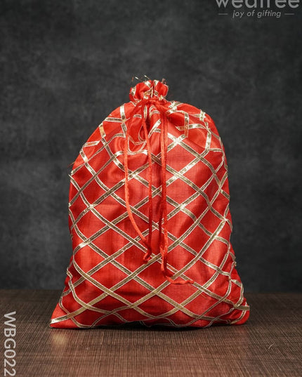 String Bag With Golden Lace Work - 8 X 11 Inches Wbg0225 Bags
