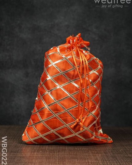 String Bag With Golden Lace Work - 8 X 11 Inches Wbg0225 Bags