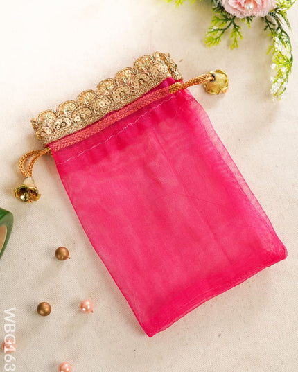 String Bag with Golden Work - 5 * 7 inch - WBG1631 String Bags
