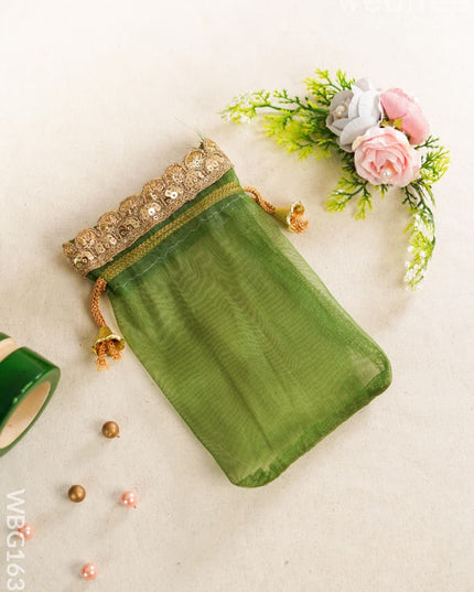 String Bag with Golden Work - 5 * 7 inch - WBG1631 String Bags