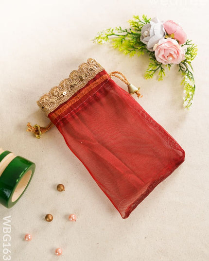 String Bag with Golden Work - 5 * 7 inch - WBG1631 String Bags