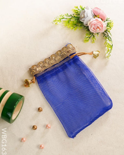 String Bag with Golden Work - 5 * 7 inch - WBG1631 String Bags