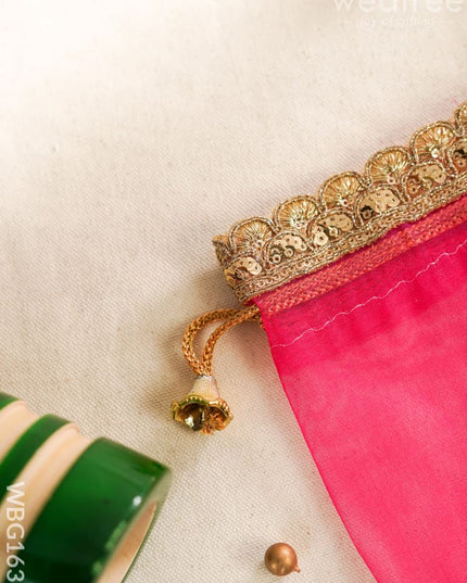 String Bag with Golden Work - 5 * 7 inch - WBG1631 String Bags