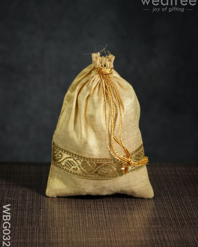 String Bag With Golden Zari Work - 4 X 5Inches Wbg0323 Bags