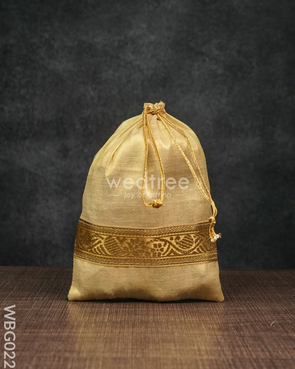 String Bag With Golden Zari Work - 6 X 9 Inches Wbg0229 Bags
