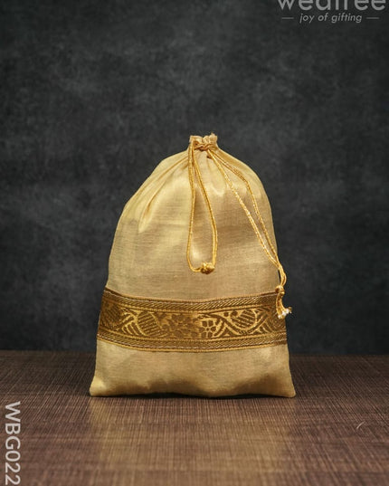 String Bag With Golden Zari Work - 6 X 9 Inches Wbg0229 Bags