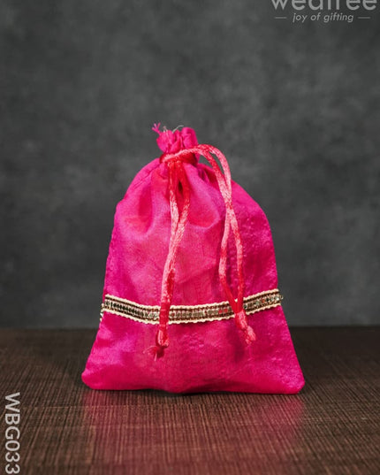 String Bag With Lace -4 X 5Inches - Wbg0339 Bags