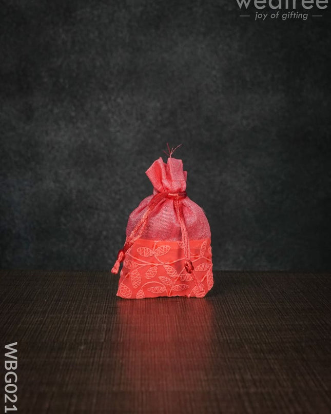 String Bag With Mango Design Embroidery - 3 X 4 Inches Wbg0212 Bags