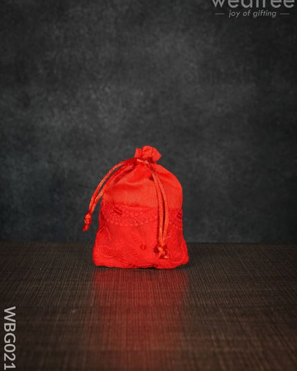 String Bag With Mango Design Embroidery - 3 X 4 Inches Wbg0212 Bags