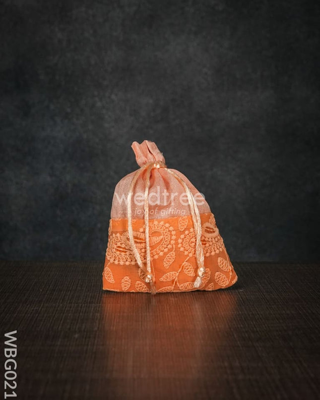 String Bag With Mango Design Embroidery - 4 X 5 Inches Wbg0213 Bags