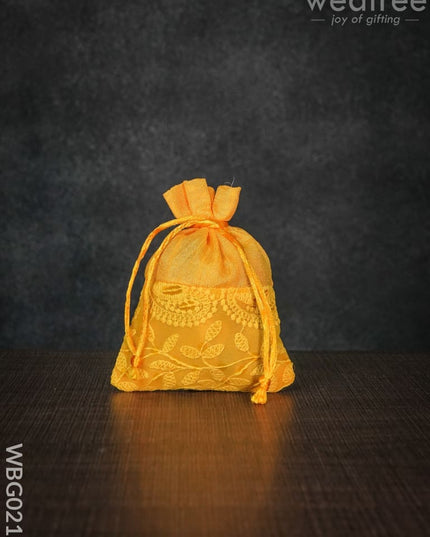 String Bag With Mango Design Embroidery - 4 X 5 Inches Wbg0213 Bags