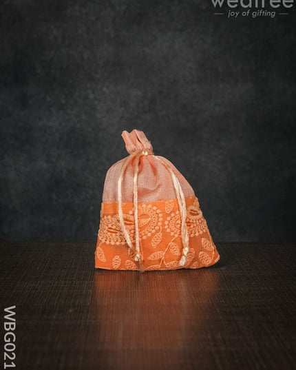 String Bag With Mango Design Embroidery - 4 X 5 Inches Wbg0213 Bags