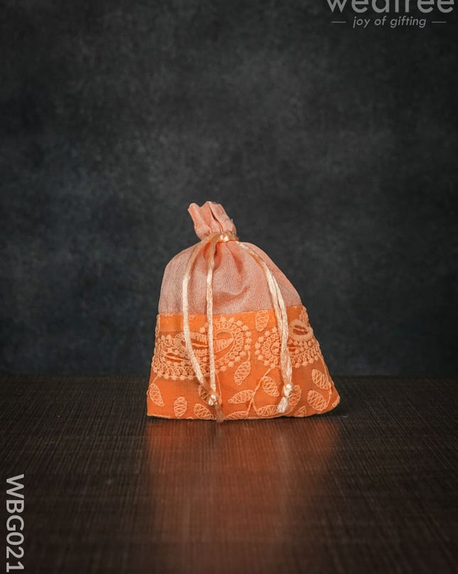 String Bag With Mango Design Embroidery - 4 X 5 Inches Wbg0213 Bags