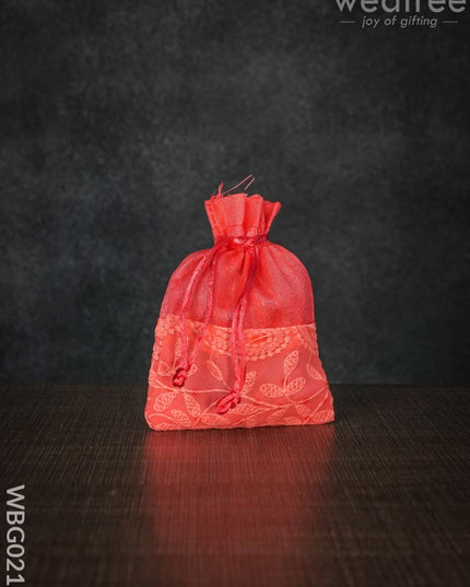 String Bag With Mango Design Embroidery - 4 X 5 Inches Wbg0213 Bags