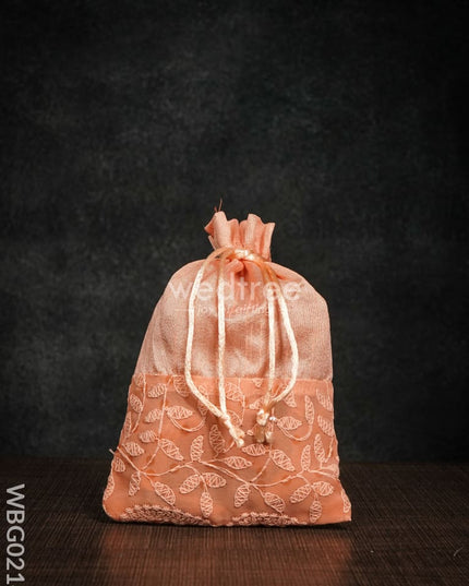 String Bag With Mango Design Embroidery - 5 X 7 Inches Wbg0214 Bags