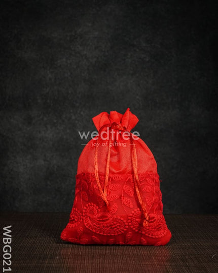 String Bag With Mango Design Embroidery - 5 X 7 Inches Wbg0214 Bags