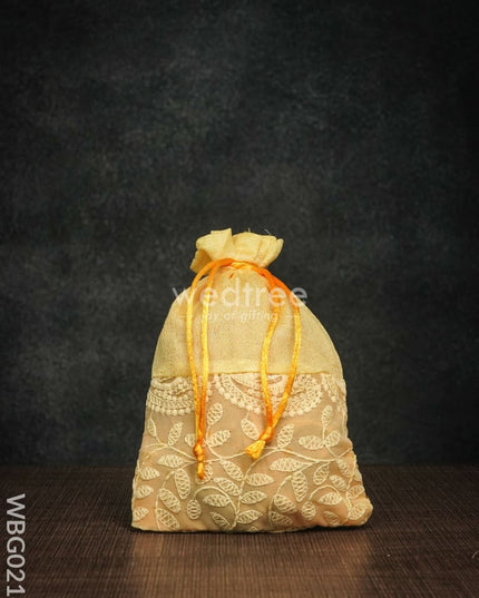 String Bag With Mango Design Embroidery - 5 X 7 Inches Wbg0214 Bags