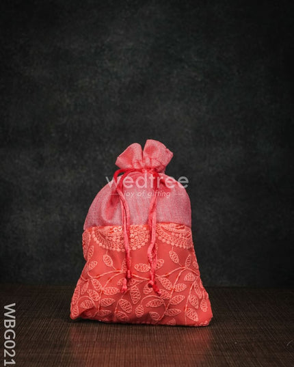 String Bag With Mango Design Embroidery - 5 X 7 Inches Wbg0214 Bags