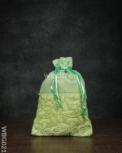 String Bag With Mango Design Embroidery - 5 X 7 Inches Wbg0214 Bags
