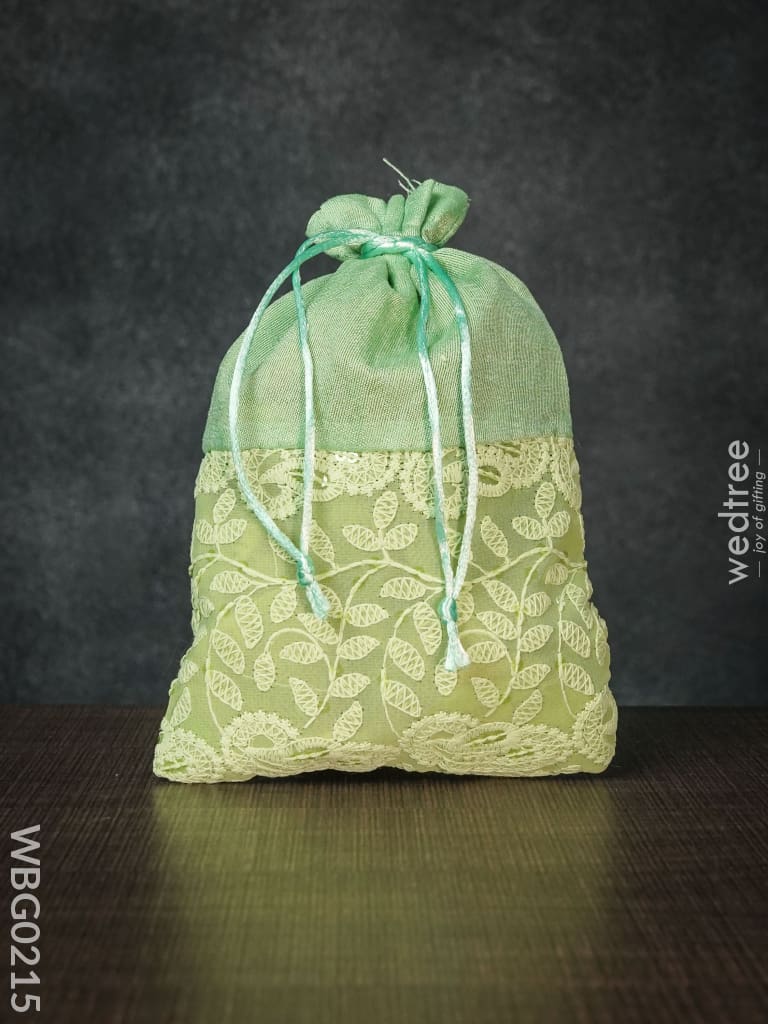 String Bag With Mango Design Embroidery -6 X 9 Inches - Wbg0215 Bags