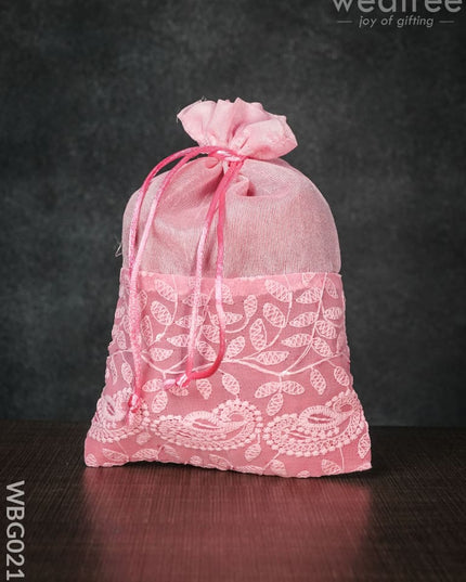 String Bag With Mango Design Embroidery -6 X 9 Inches - Wbg0215 Bags