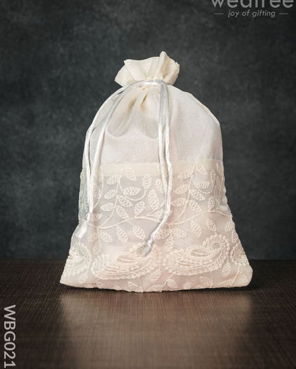 String Bag With Mango Design Embroidery -6 X 9 Inches - Wbg0215 Bags